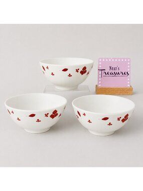 Home Target PRESSED PETALS Red Leaves Petal Porcelain Soup Cereal Bowls  Set 3